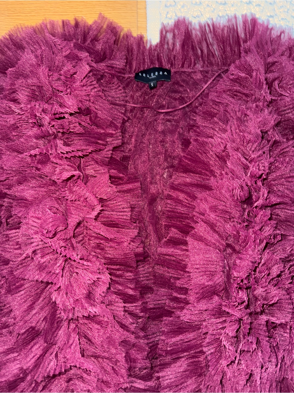 Selezza London Burgundy Tulle Ruffled Jacket — image 6 of 8